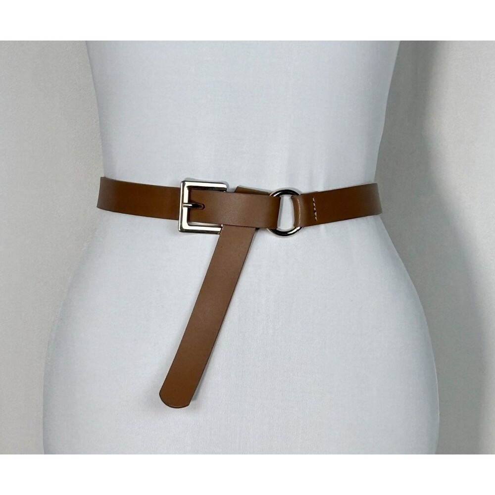 White House Black Market Cognac Brown O-Ring Buckle Tie Knot Belt Size Large